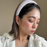 OG Headband White Pink Tweed No Studs