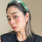 OG Headband Black Green Tweed No Studs