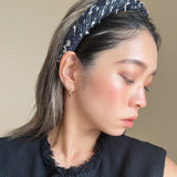 OG Headband Black Navy Tweed No Studs