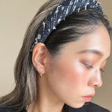 OG Headband Black Navy Tweed No Studs