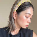 Slender Headband Green Pink Tweed No Studs