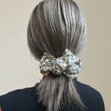 Ribbon Barrette White Navy