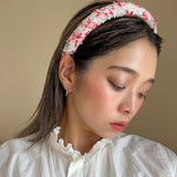 Slender Headband White Red Tweed No Studs