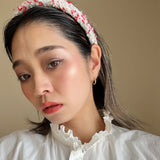 Slender Headband White Red Tweed No Studs