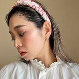 Slender Headband White Red Tweed No Studs