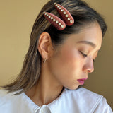 Hair Pin Velour Pink Center Studs