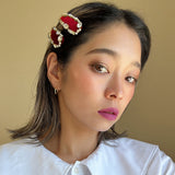 Hair Pin Velour Red Gold