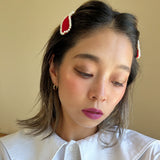 Hair Pin Velour Red Pearl