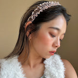 Organdy Frills Headband Pink Grey