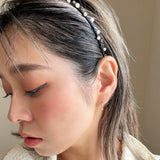 Narrow Studs Headband Navy Pearl Studs
