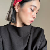 Wide Headband Red Rib-Knit