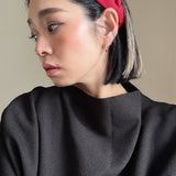 Wide Headband Red Rib-Knit
