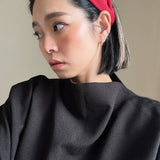 Wide Headband Red Rib-Knit