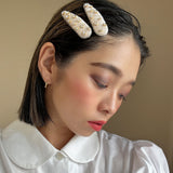 Hair Pin Velour Beige Gold