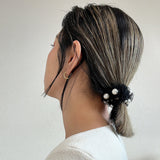 Black Tulle Pearl Hair Pony
