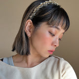 Black Tweed Gold Headband