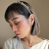 Black Tweed Gold Headband