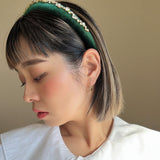 Green Velour Studs Slender Headband