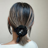 Black Flower Hair Pony
