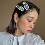 Hair Pin Blue Flower Pearl