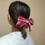 Big Ribbon Pink Velour Scrunchie