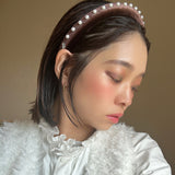 Slender Headband Velour Dark Brown Pearl