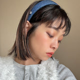 Thin Headband Blue Denim No Studs