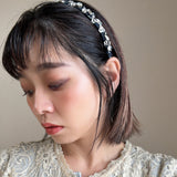 Narrow Denim Headband Indigo Silver