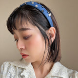 Thin Headband Blue Denim Flower