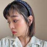 Thin Headband Indigo Denim Flower