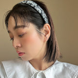 Thin Headband flower Denim Blue Heart