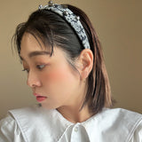 Thin Headband Flower Denim Silver Studs