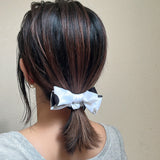 Ribbon Scrunchie White Dot