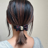 Black Red Dot Gold Studs Hair Pony