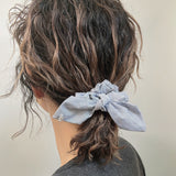 Blue Stripe Ribbon Scrunchie