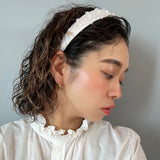 Thin Headband White Gold Dot with White