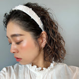 Thin Headband White Gold Dot with White