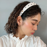 Thin Headband White Gold Dot with Black