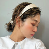 White Grey Silky Satin Thin Headband