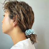 Sky Blue Silky Satin Mini Scrunchie