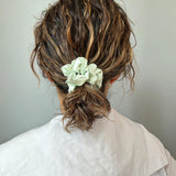 Lime Green Silky Satin Mini Scrunchie