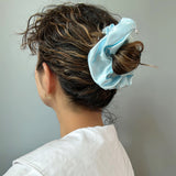 Sky Blue Silky Satin Scrunchie