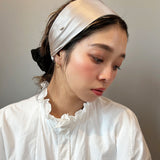 Grey Beige Silk Turban Headband