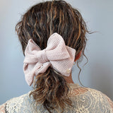 Off Beige Luxe Mesh Ribbon Scrunchie