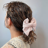 Off Beige Luxe Mesh Ribbon Scrunchie