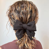 Black Luxe Mesh Ribbon Scrunchie