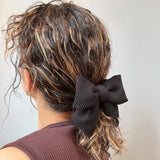 Black Luxe Mesh Ribbon Scrunchie