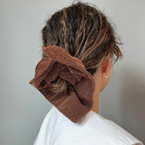 Brown Orange Lame Shuriken Scrunchie