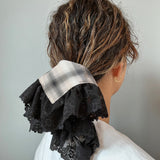 Check and Frills Black Scrunchie