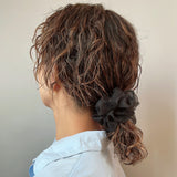 Glossy Black Organdy Scrunchie